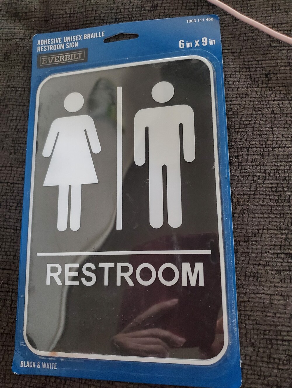 Unisex Restroom Braille Sign (6 in x  in) - Brand New